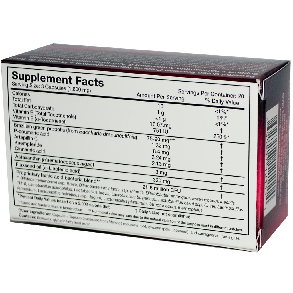 Dr. Ohhira's Propolis Plus 60 capsule con Propoli Verde Brasiliana, Estratto Probiotico e Astaxantina