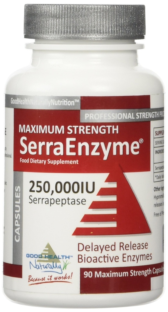 Serra Enzyme Serrapeptase Supplemento - Lunghe chiare e Sinuses, Proteolitico, Detergente Digestivo | 250.000 IU - Forza massima | 90 Capsule