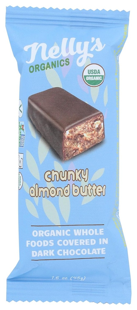 Nellys Organics Dark Chocolate Chunky Almond Butter Bar, 1.6 Oz