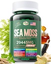 Sea Moss 12000mg Olio di semi nero 6000mg Ashwagandha 3000mg Turmeric 1000mg Bladderwrack 2000mg Burdock 3000mg & Vitamina C & D3 con Elderberry Manuka Dandelion Yellow Dock Iodine Chlorophyll ACV