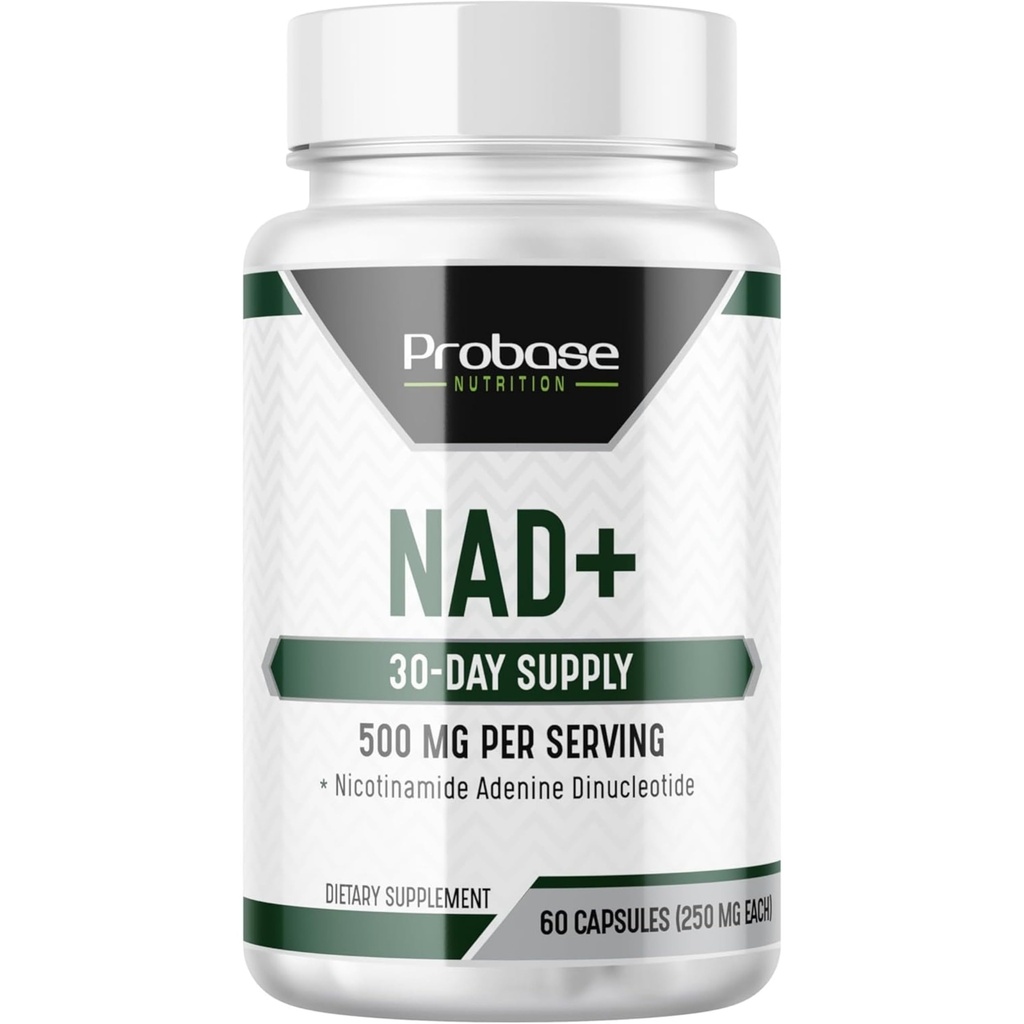 Probase Nutrizione NAD Supplemento 500mg Alta Potenza 30 giorni Alimentazione NAD Maximizer Simile a Nicotinamide Riboside Vegan Non OGM Terza Parte Testata