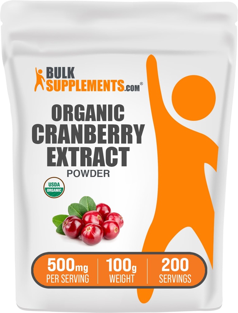 BulkSupplements.com Polvere di estratto di mirtillo organico - Polvere di aromatizzante di mirtillo organico, Fonte di Vaccinium Macrocarpon Fruit - Vegan & Gluten Free, 500mg per Serving, 100g (3,5 oz) (Pack of 1)