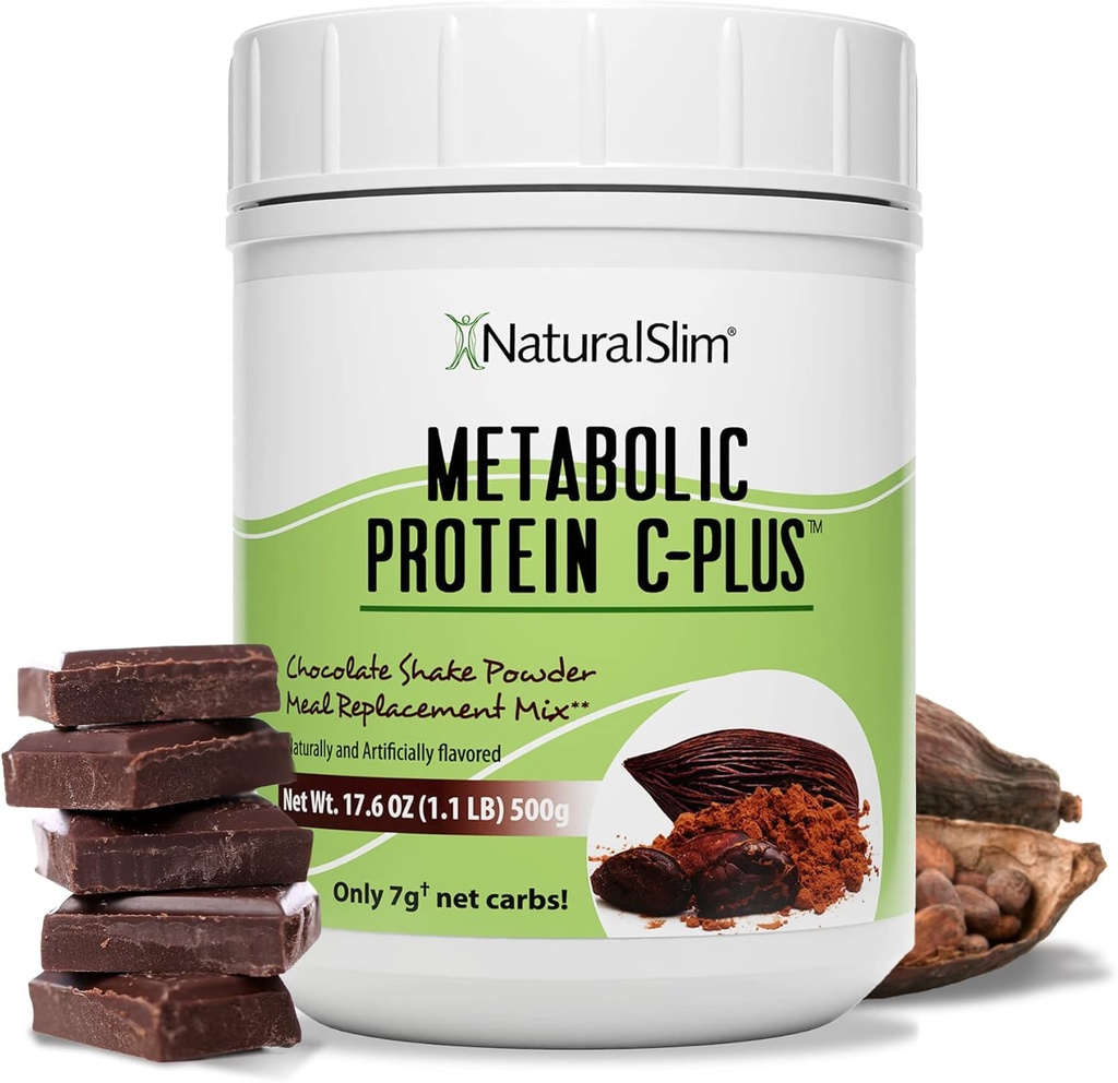 NaturalSlim Protein Powder con Vitamine e Minerali Metabolic C-Plus - Polvere di Sostituzione Meal Fortificata con Vitamina C, Zinco e Aminoacido - Polvere Proteina del Cioccolato 10 Serve 1.1 lb.