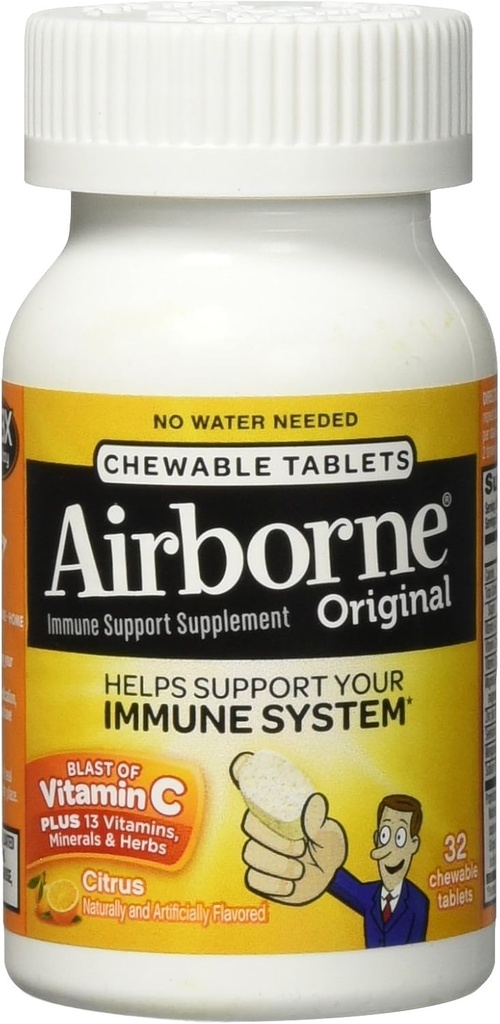 Citrus Chewable Tablets, 32 conteggio - 1000mg di vitamina C - Integratore di supporto immunitario (Packaging May Vary)
