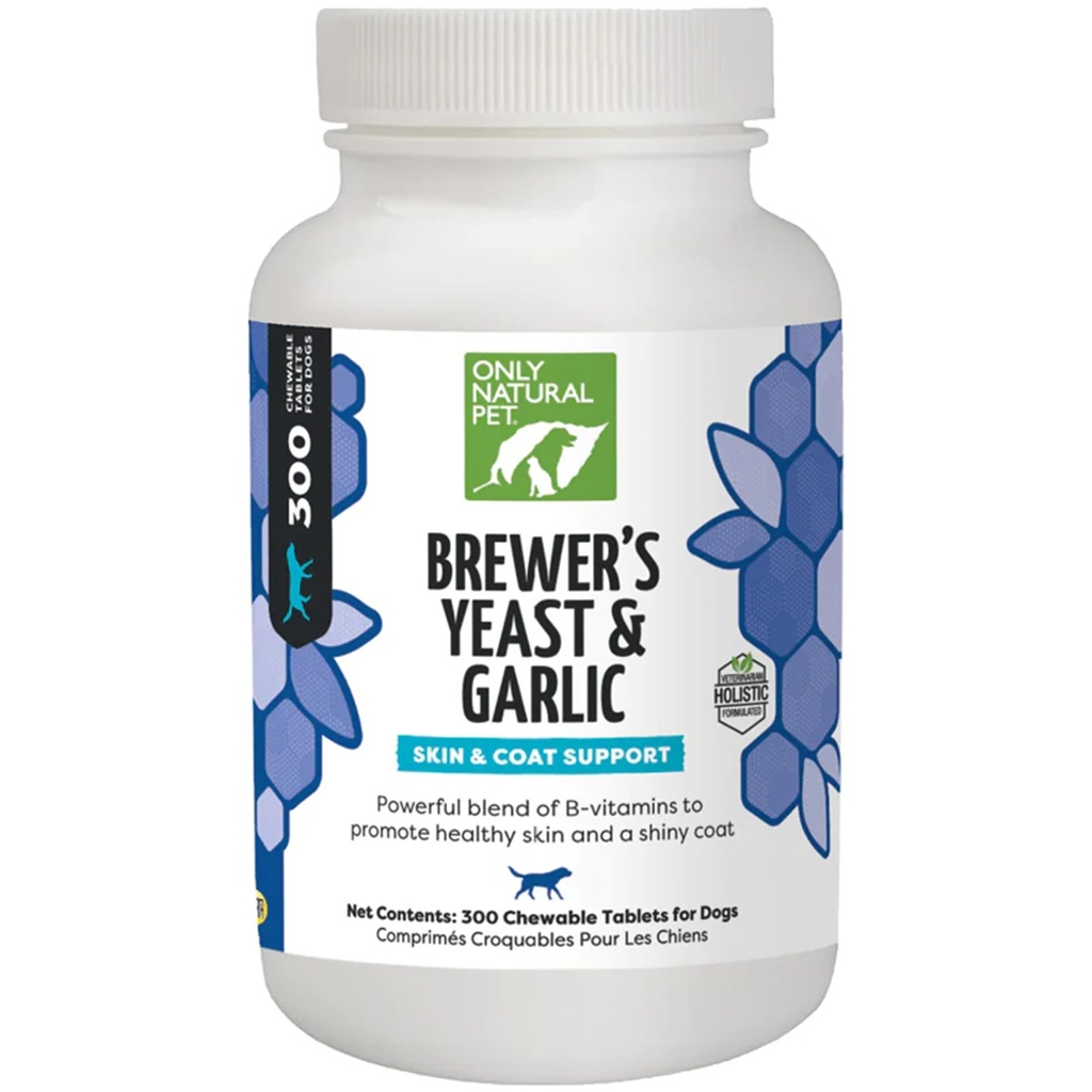Solamente naturale Pet Brewer's Yeast & Garlic Chewables - All-Natural Flea & Tick Prevenzione per cani - Fortificata con B Vitamine - Promuove la pelle sana & Coat - 300 Conte Tablet