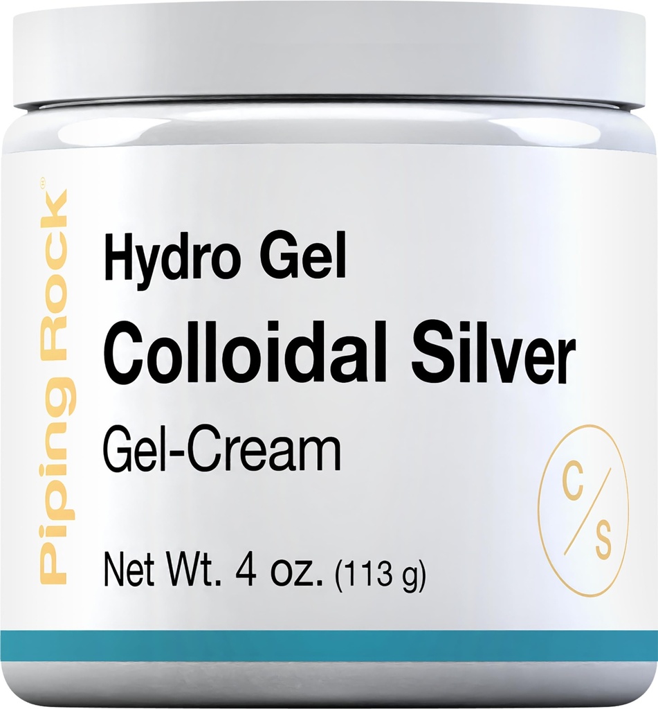 Piping Rock Colloidal Silver Cream | 4 oz | per Skin | Hydro Gel Cream | Non OGM, Gluten Free