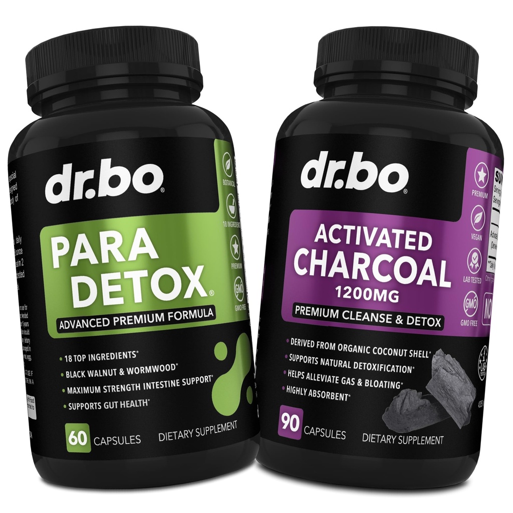 Body Detox Cleanse & Charcoal Capsules - Integratori Digestivi Intestinali per Stomach Gut Health - Pro Gut Health Intestine Supplement Binder Stomach - Wormwood Black Walnut Complex & Cloves