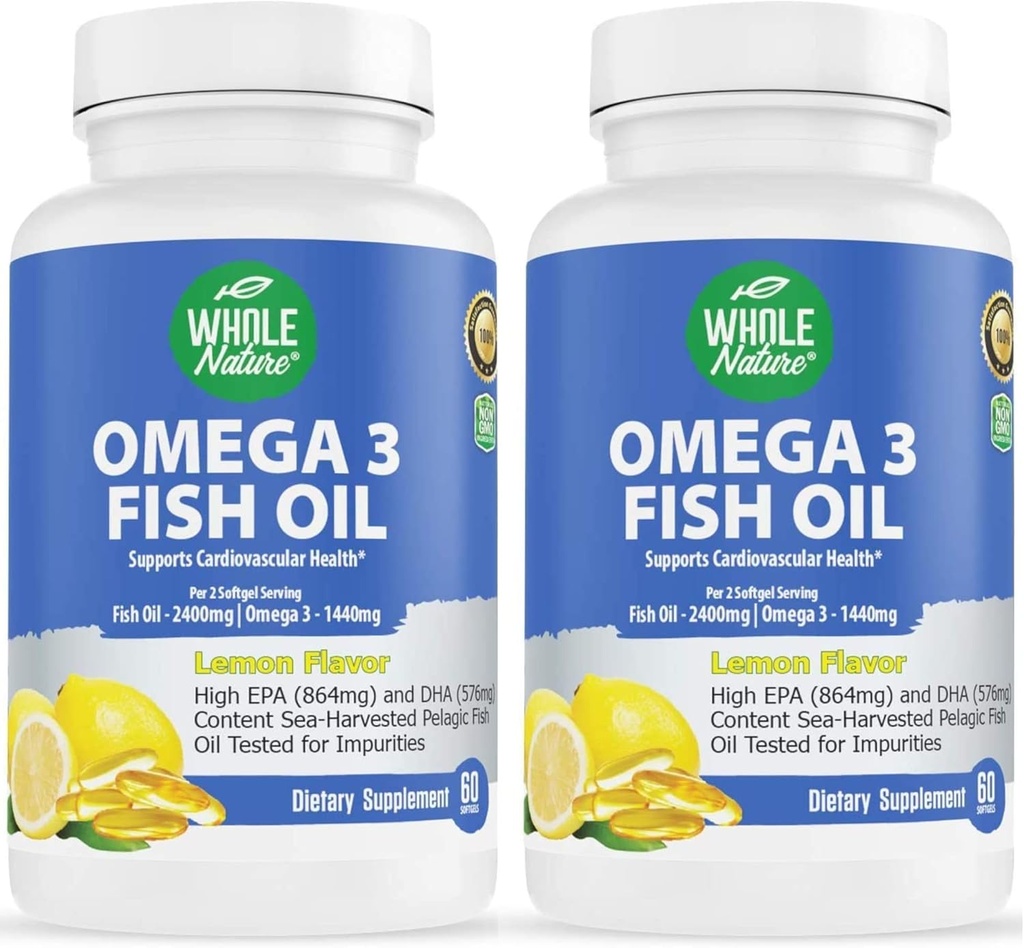 Omega 3 integratori di olio di pesce, massima resistenza 2400 mg Omega-3, 1440mg olio di pesce, EPA e acidi grassi DHA, cuore, cervello e supporto immunitario per le donne e gli uomini.