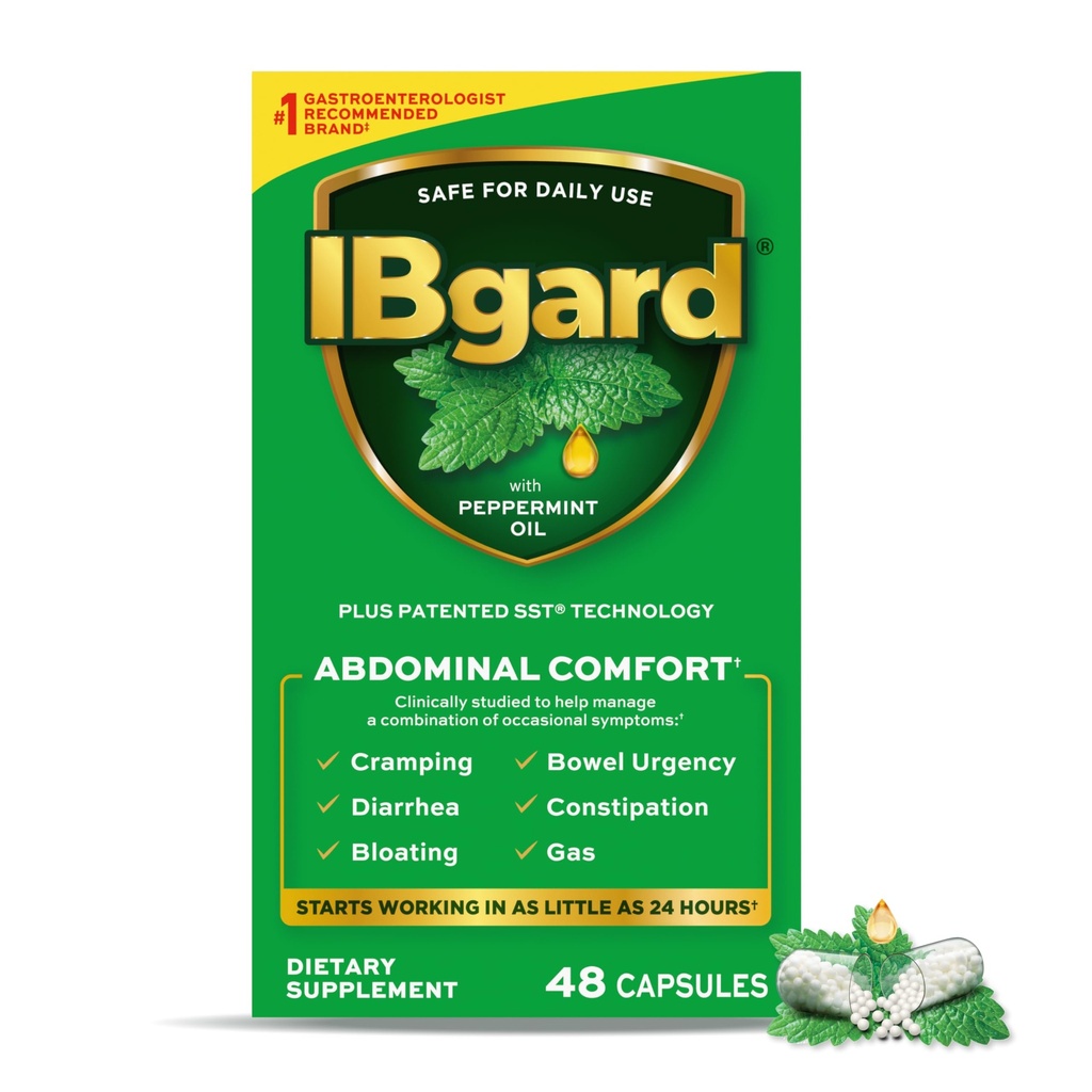 IBgard Gut Health Supplement, Capsule Olio di menta piperita per il comfort addominale, 48 capsule