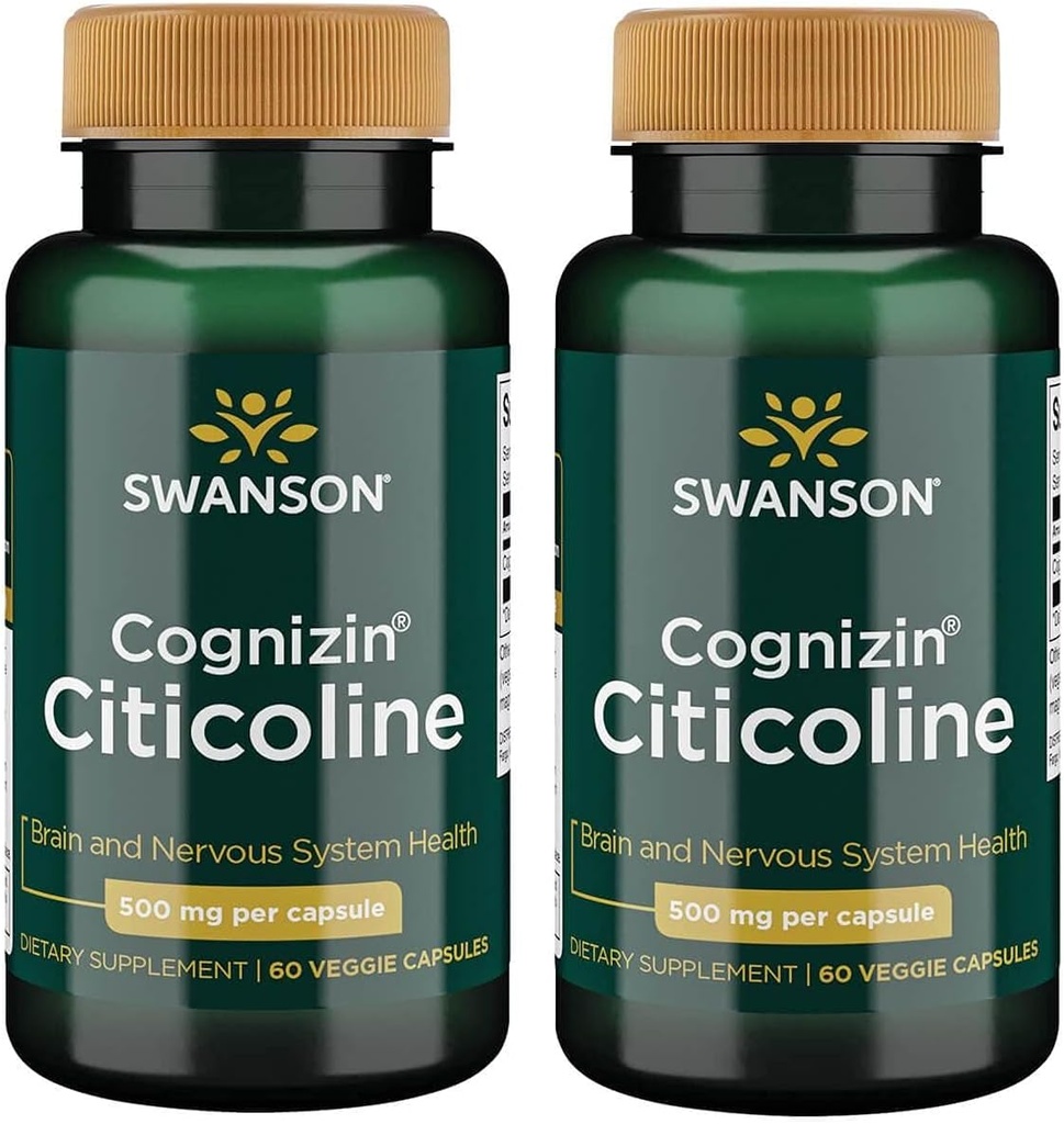 Swanson Cognizin Citicolina 1000 Milligrammi 60 capsule di veg (2 Confezione)