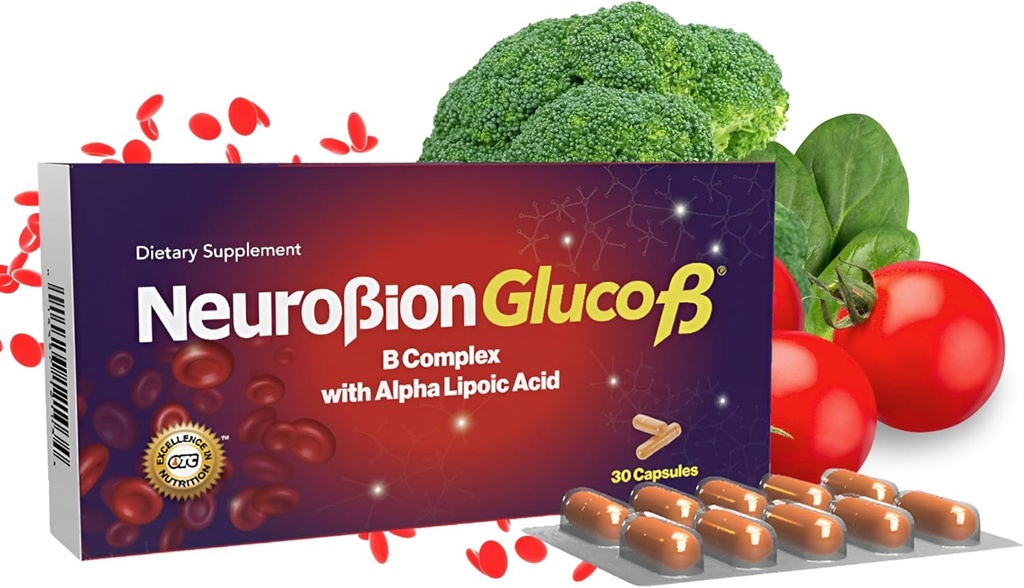 Neurobion Gluco B con Acido Alfa Lipoico Integratore alimentare B Complesso con Acido Alfa Lipoico, Complejo B 30 Capsule
