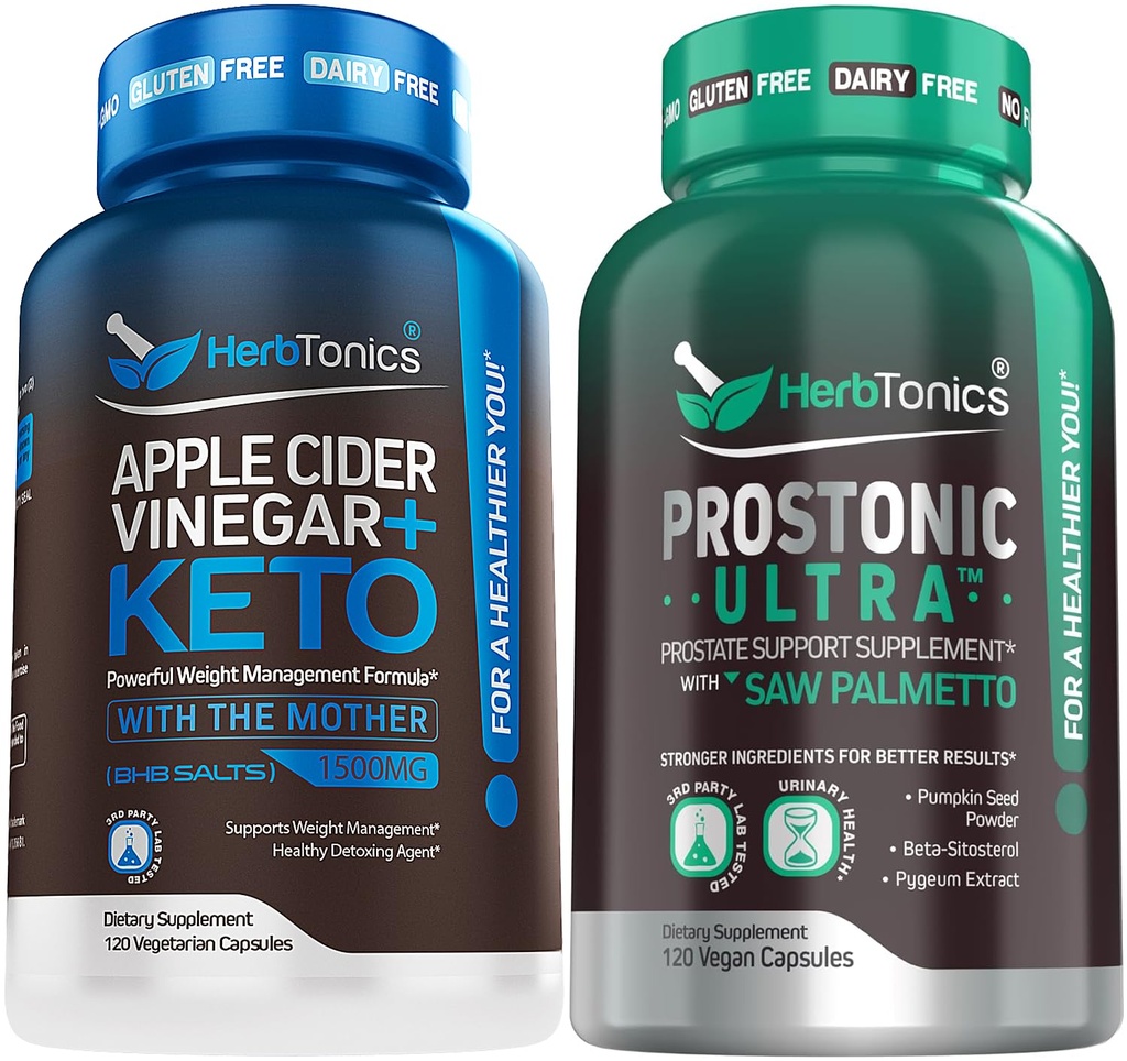 Estratto di Aceto di Sidro di Mele Erbenico Plus Keto BHB | Fat Burner & Weight Loss Supplemento per Donne & Uomini - Integratore di Supporto per la Salute degli Uomini | con Saw Palmetto Beta Sitosterol