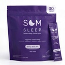 Som Sleep, Calm Sleep Aid Powder Drink Mix, 3mg Melatonina, Magnesio, Vitamina B6, L-teanina & GABA – Vegan, Zero Sugar, Keto Friendly – Ciliegia, 30-Pack