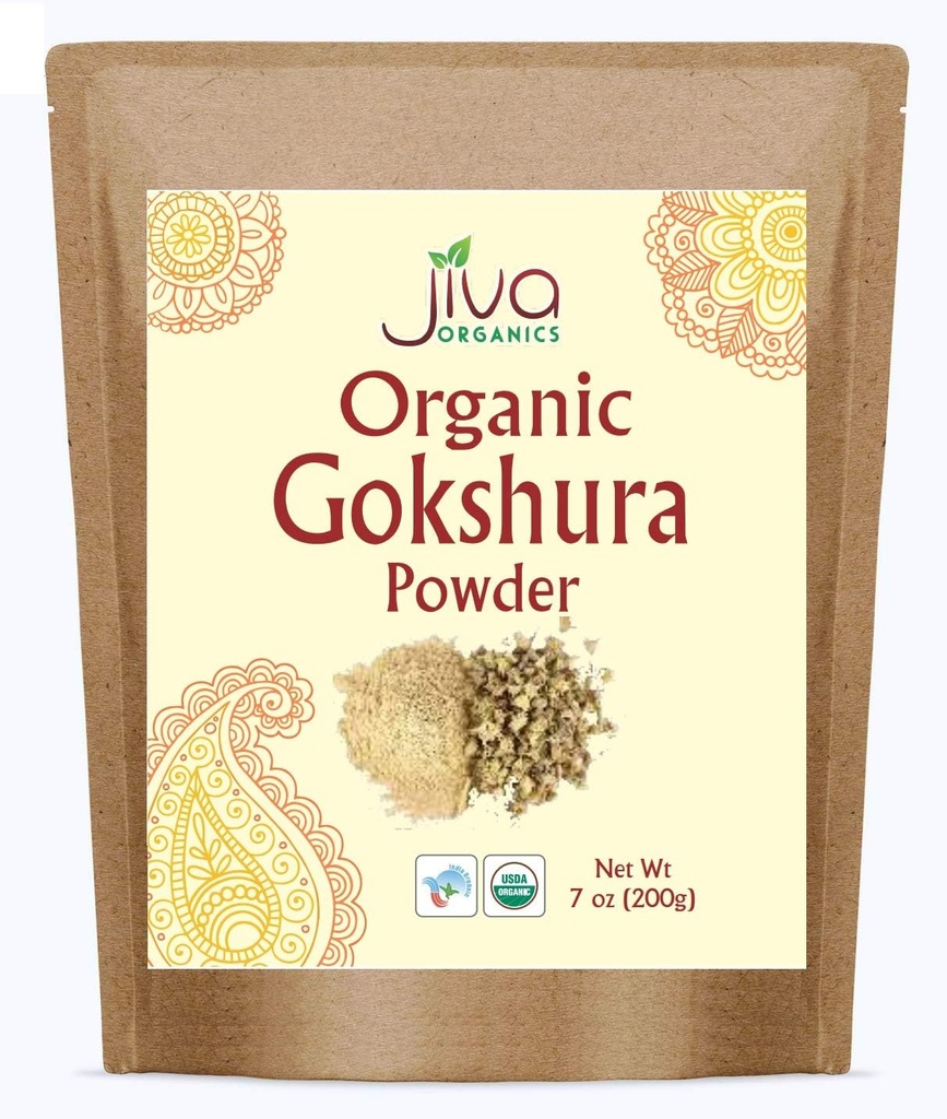 Jiva Organics Gokshura Polvere 7 Ounce Bag - Non OMO, Pure, Full Spectrum Tribulus - Origin indiana