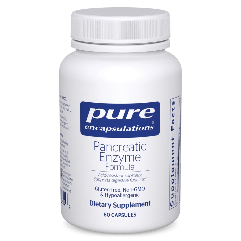 Pure Encapsulations Pancreatic Enzyme Formula - Enzimi Digestivi per Digestione - Rafforza la salute del fegato* - Capsule mirate di consegna - Gluten Free & Non-GMO - 60 Capsule