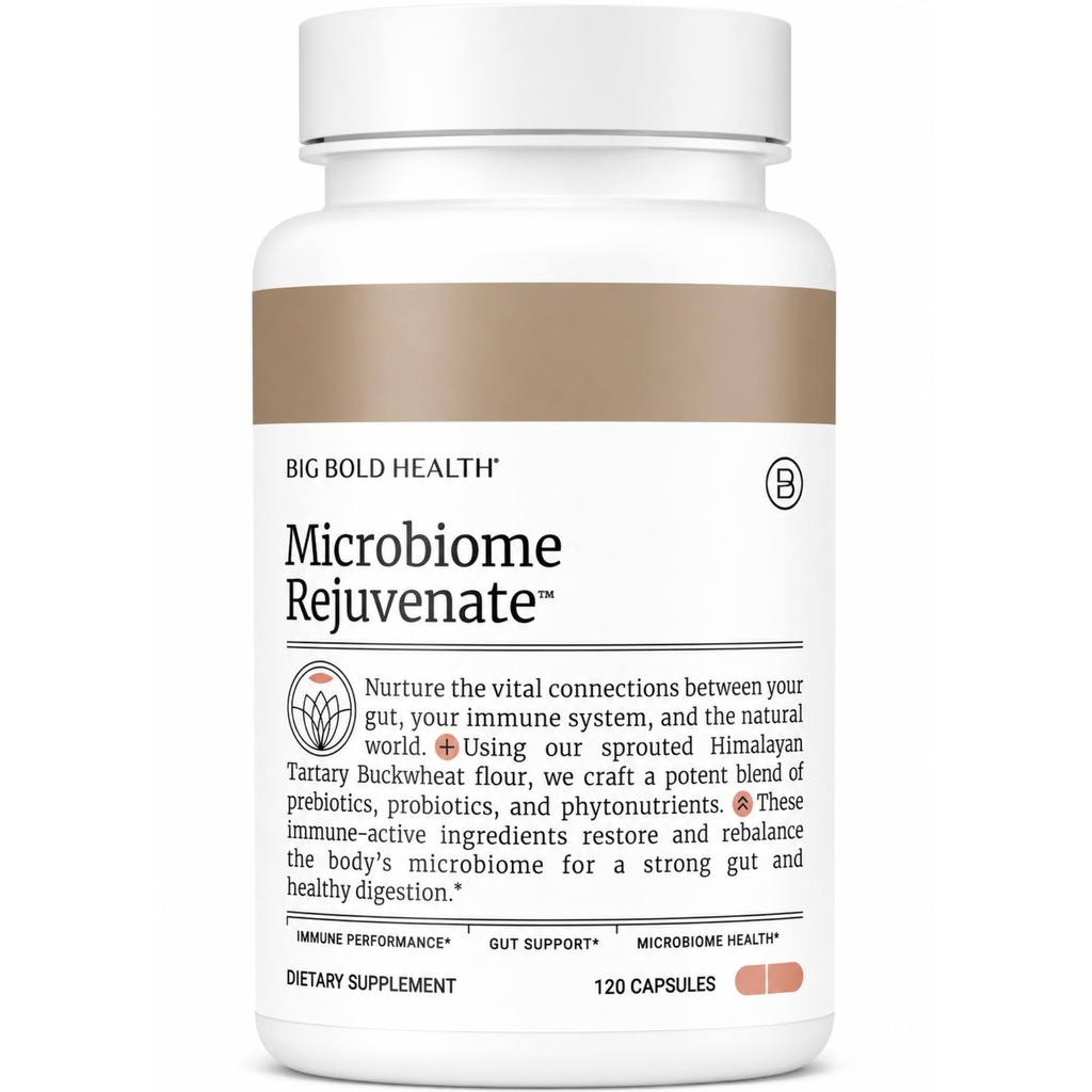 BIG BOLD HEALTH Microbiome ringiovanisce il prebiotico + integratore probiotico per il Gut Health & Immune System Support - con Immune-Active Tartary Buckwheat - Gluten-Free (120 capsule vegetariane)