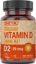DEVA Vegan Vitamina D2 800 IU, Ergocalciferol Supplemento senza ingredienti animali, 90 compresse, 1-Pack