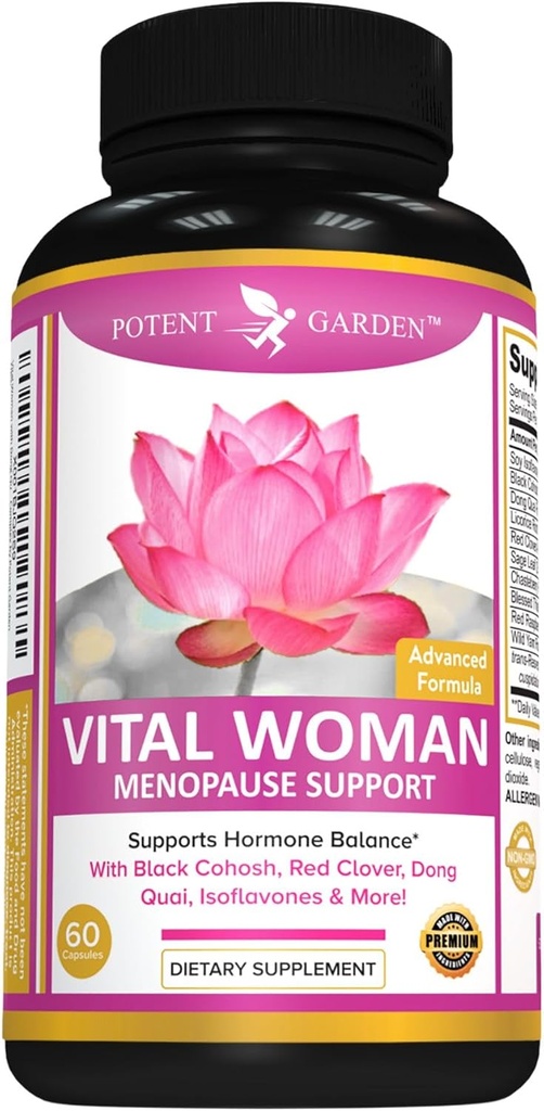 Potente giardino Menopause Rilievo Supplemento con Cohosh nero, Soia Isoflavones, e Don Quai, Caldo Flash Relief & Night Sweats Rilievo per le donne, Non-GMO, 60 capsule, 30 Servings
