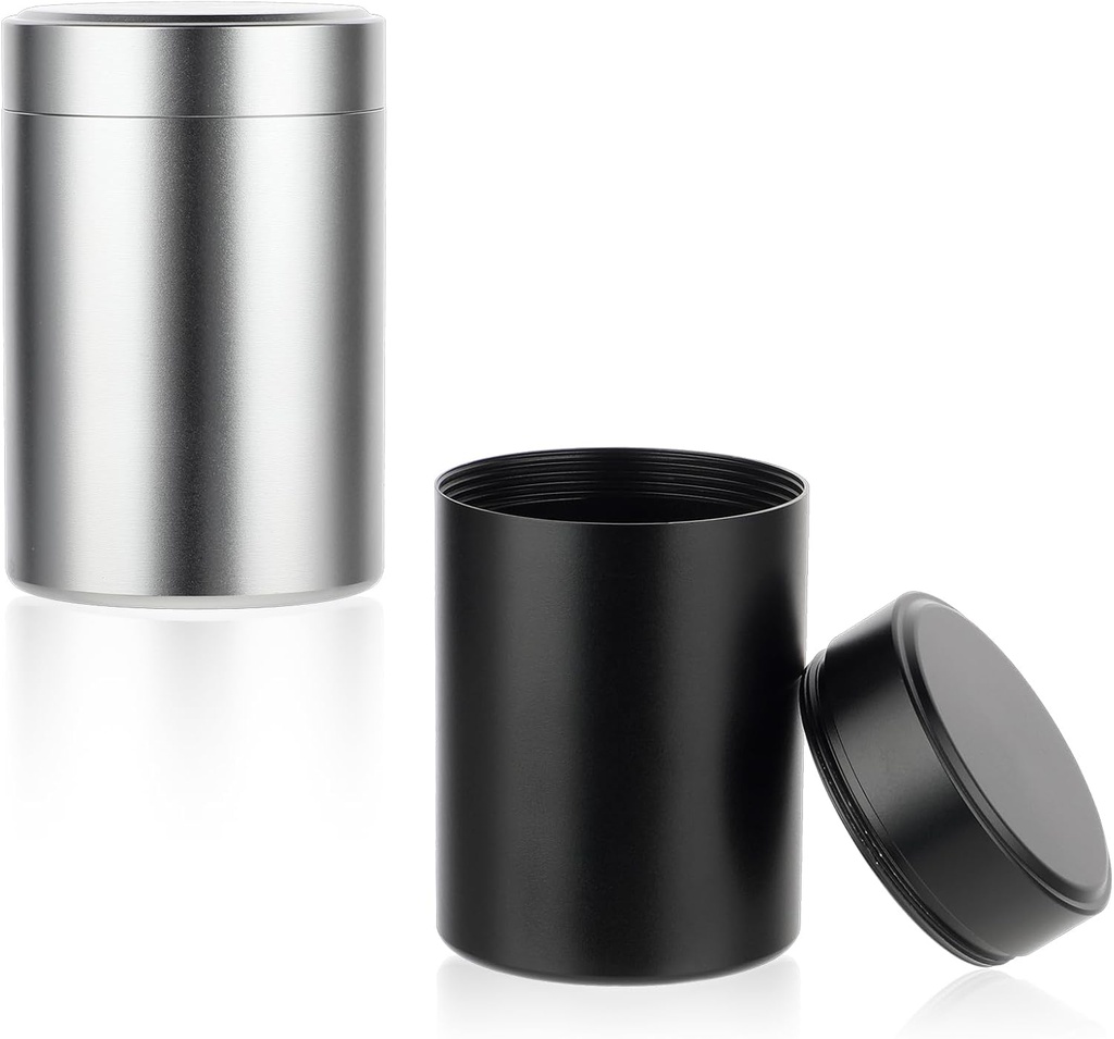 2pcs Portable Metal Pill Organizer, Round Daily Pill Box Holder Pocket Small Pill Case Medicine Organizer contenitore per bottiglie di vitamina per viaggiare all'aperto Fish Oils Supplements (Black+Silver)