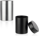 2pcs Portable Metal Pill Organizer, Round Daily Pill Box Holder Pocket Small Pill Case Medicine Organizer contenitore per bottiglie di vitamina per viaggiare all'aperto Fish Oils Supplements (Black+Silver)