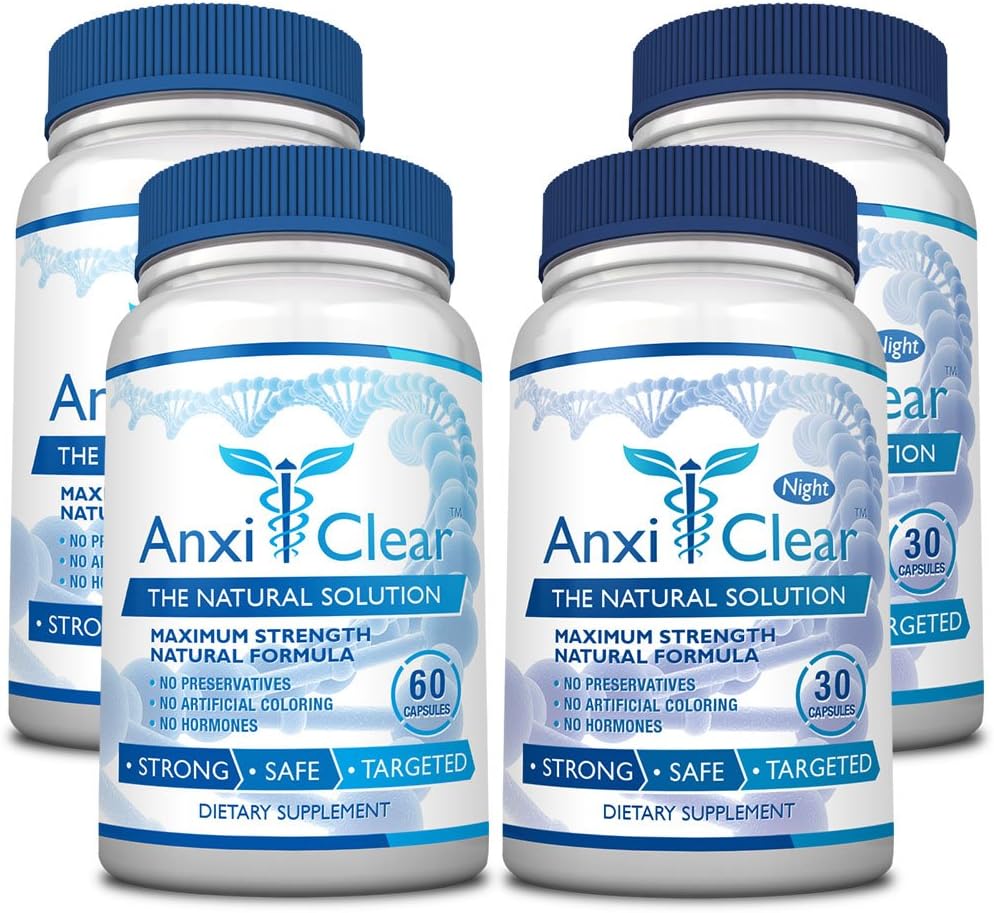 Salute del consumatore AnxiClear - Boosts Mood, calma la mente, eleva livelli di serotonina - 5-HTP, L-thianine - 2 giorno + 2 notte