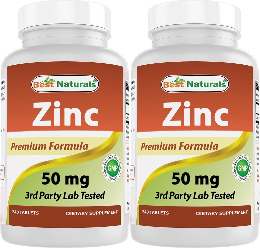 Migliori naturali zinco supplemento come zinco Gluconate 50mg 240 compresse Confezione di 2