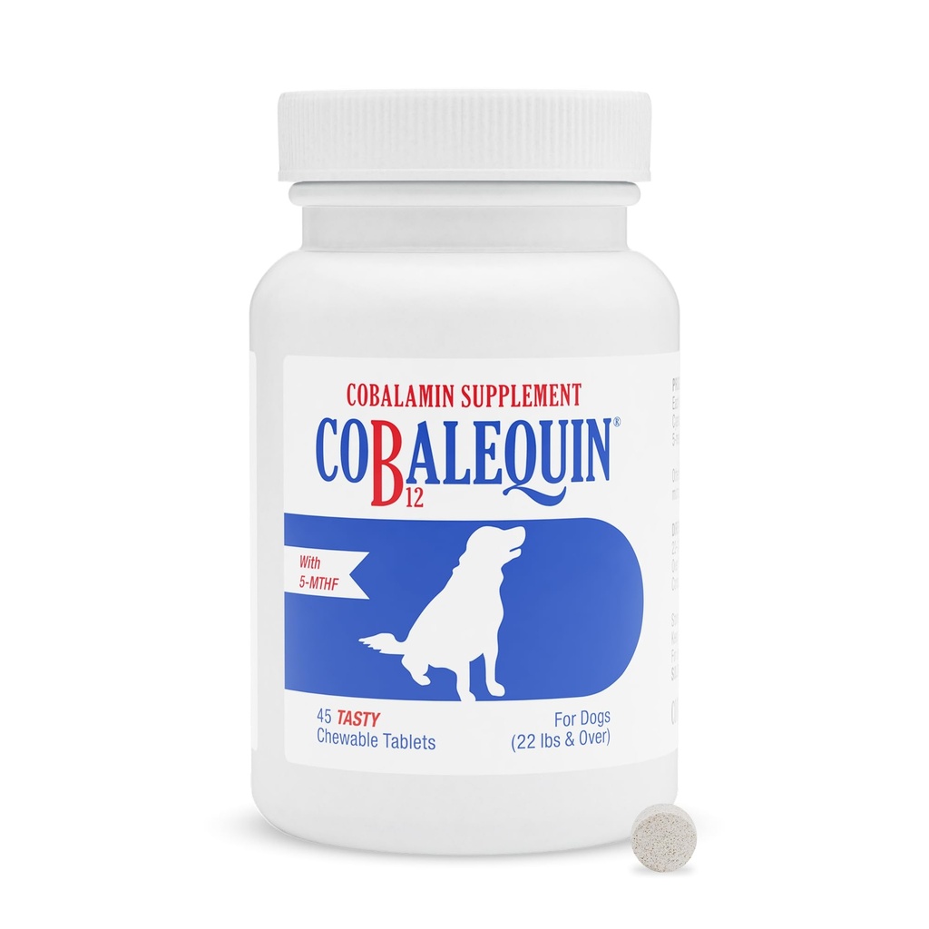 Nutramax Laboratories Cobalequin B12 Supplemento per cani medio-grandi, 45 compresse masticabili, Pollo idrolizzato, 2.08 once