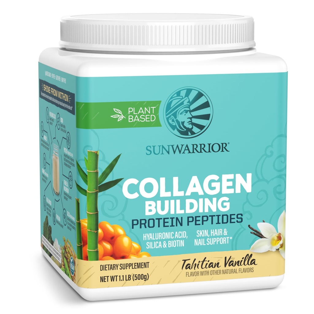Vegan Collagen Protein Powder Plant-based | Minerali di acido ialuronico Biotin Soy Free Dairy Gluten Free NON-GMO | Vanilla 20 Servings | Peptidi di costruzione del collagene di Sunwarrior