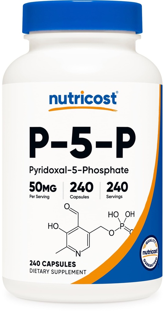 Nutricost P5P Vitamina B6 Supplemento 50mg, 240 capsule (Pyridoxal-5-Phosphate) - Per vegetariani, Non OGM, Senza glutine