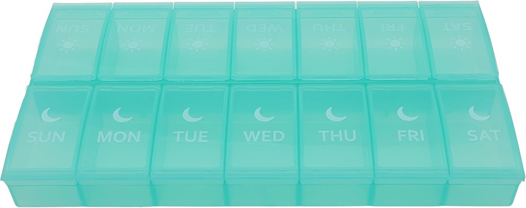 7 giorno settimanale Pillola AM PM Organizer, ShysTech Large Pill Case Pill Box 2 volte al giorno per Pills/Medication/Supplements/Vitamin (Green)