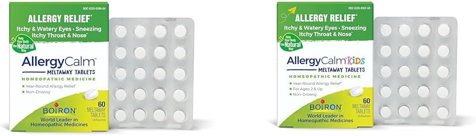 Boiron AllergyCalm compresse per Allergy Relief Bundle con Adulto 60 Conte e Bambini 60 Conte