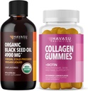 HAVASU NUTRITION Liquido dell'olio di semi neri organici + Bundle di gommie di collagene