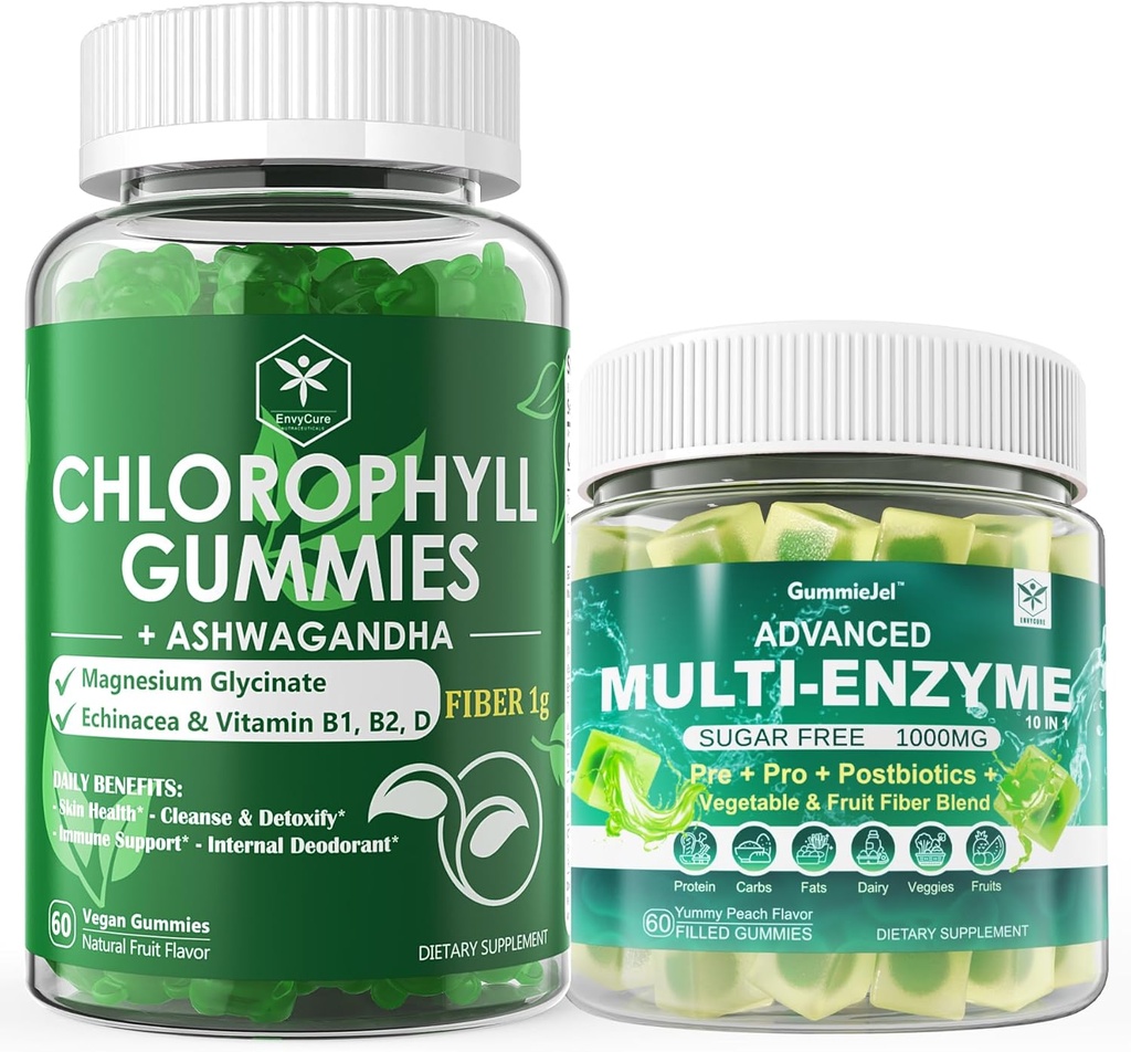 Enzimi digestivi Gummies & Chlorophyll Fiber Gummies Bundle