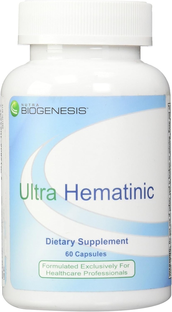 Nutra BioGenesis - Ultra Hematinic - Ferro, B Vitamine e Rame per l'assorbimento del ferro, RBC Support and Energy - 60 Capsule