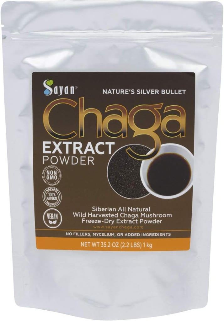 Polvere dell'estratto del fungo di Sayan Chaga (2.2 Lb) – congelare selvatica siberiana secca - tè antiossidante organico per il supporto immunitario e digestione - messa a fuoco, energia, chiarezza, benessere - nessun Additivi