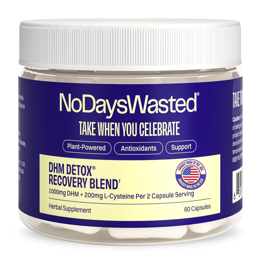 Nessun giorno sprecato DHM Detox, 60 capsule (30 Serve) - Jar - Prendere durante la sera per meglio il prossimo giorno e il recupero