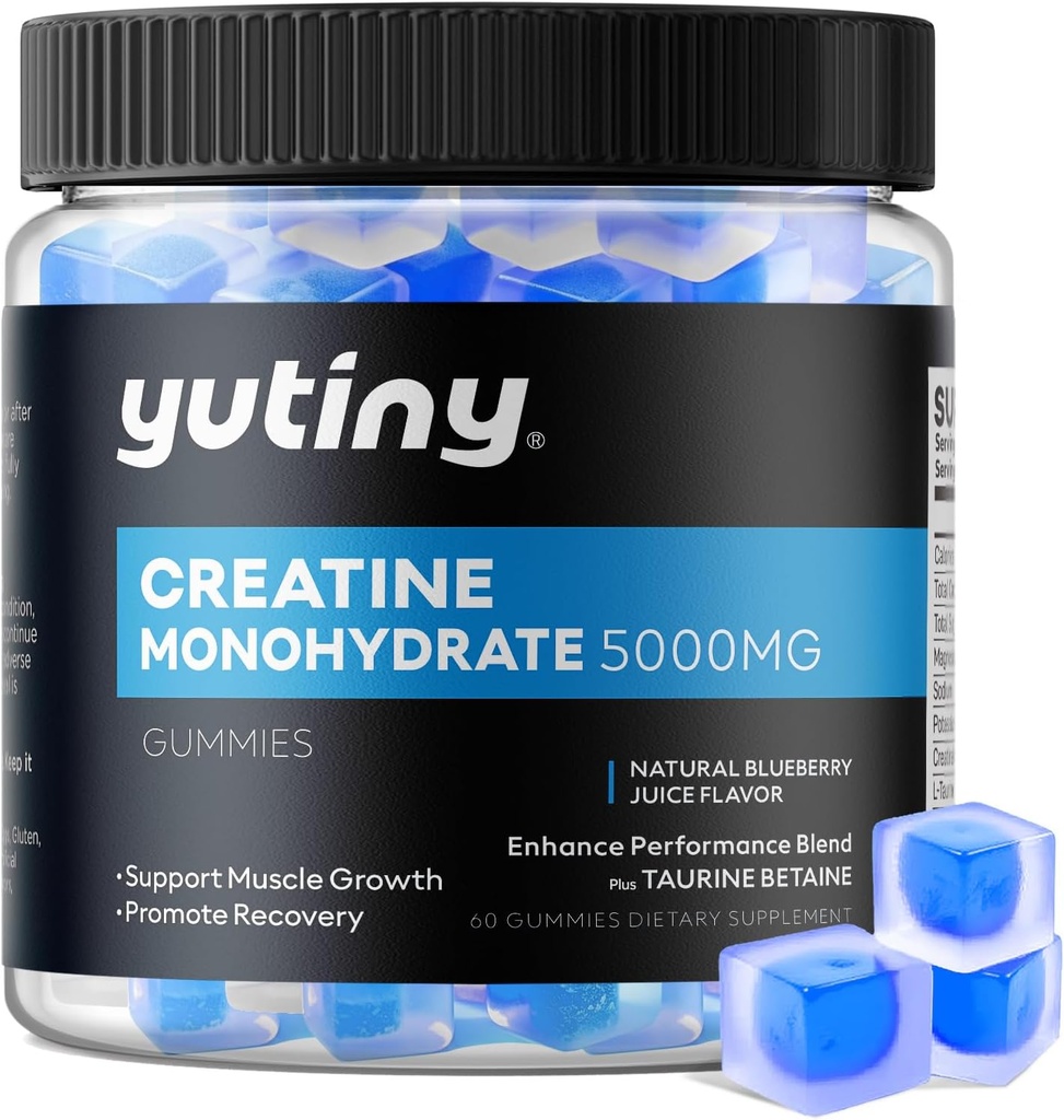 Creatina Monoidrato riempito Gummies, Creatina Monoidrato Chews per gli uomini e le donne, Forza extra per la crescita del muscolo, Aroma di mirtillo, 60 Masticabili, 1 Mese di alimentazione