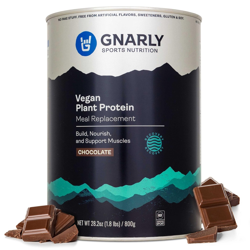 Gnarly Nutrition Vegan Plant Protein – Chocolate Vegan Protein Powder, NSF Sport Certified – Meal Sostituzione, Daily Nutritional Boost – Lactose Free Powder – Chocolate, 28.2 oz