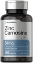 Horbäach Zinc Carnosine Supplemento | 84mg per Capsule | 150 Count | Non OGM & Gluten Free