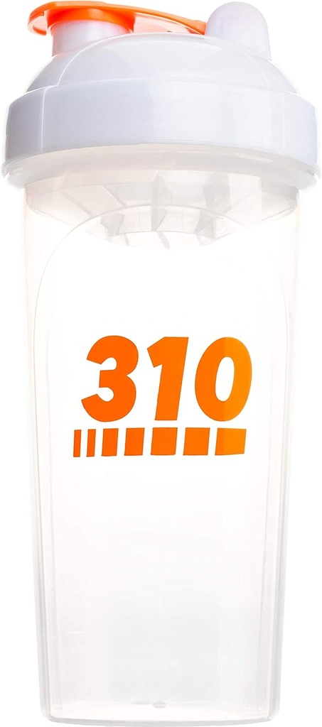 310 Nutrition Protein Shaker Cup di miscelatore di sostituzione del flacone per la miscelazione delle polveri proteiche, miscela di limonate, e pre allenamento (Clear w/White Lid)