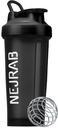 Bottiglia di Shaker Protien con palla di Whisk Wire, bottiglie di frullatore per miscele Protien, Coppa di Shaker Protein, 28 once, Bottiglia di Shaker Protein, Bottiglia di Shake Proteine (nero), Media, NJB 28-Oz