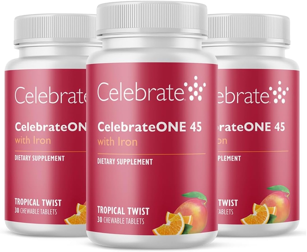 Celebrare le vitamine CelebrateONE 45 Chewables, 45mg Iron - Una volta il quotidiano Bariatric Multivitamin, vitamine essenziali & minerali - Gastric Bypass & Manica Gastrectomy Supplement - Tropicale (90 compresse)