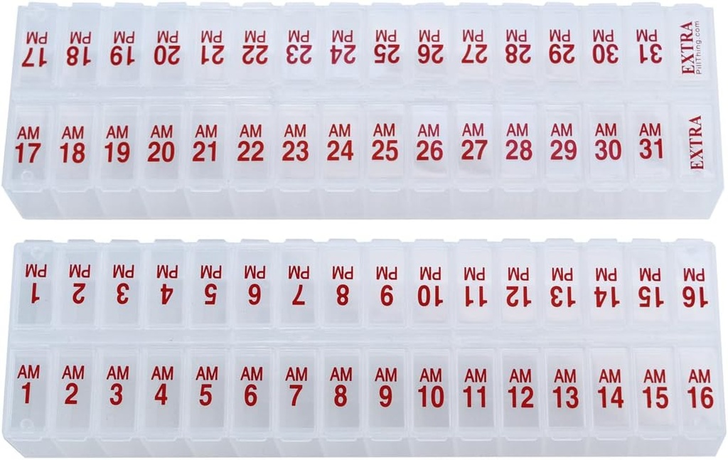 Twice-a-Day Pill Box Planner Set - AM & PM Medication Organizer per 31 giorni! Set Contiene 2 organizzatori per un mese. (Clear - 31 giorni AM/PM -1 Pack)