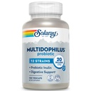SOLARAY Multidophilus 12 Strain Probiotic 20 miliardi di CFU, Probiotici per la salute digestiva e il supporto per la salute del fegato, Inulina prebiotica, Nessuna latteria, 50 Serv, 100 VegCaps