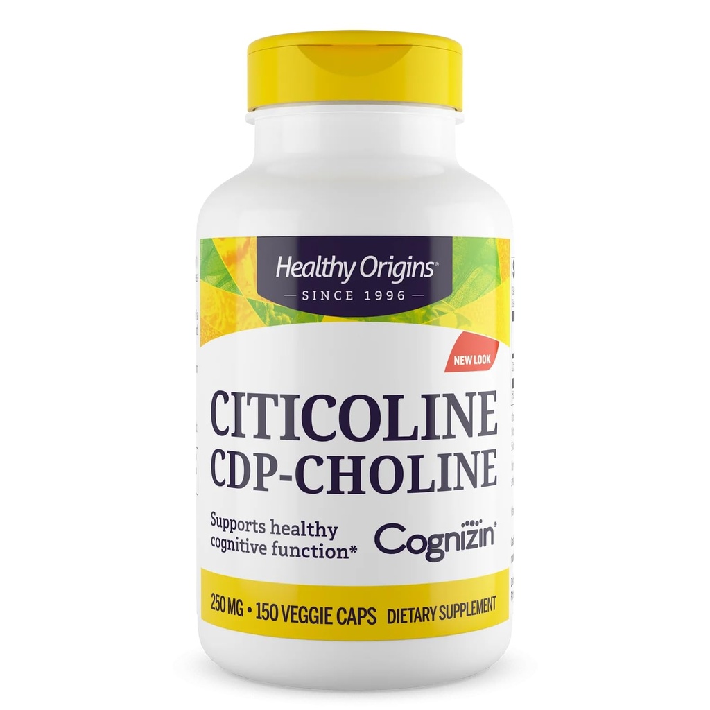 Sane origini cognizin (citicolina), 250 mg - Supplemento cervello per la memoria con Citicoline CDP Choline - Non-GMO, Vegan & Gluten-Free Supplement - 150 capsule vegetali