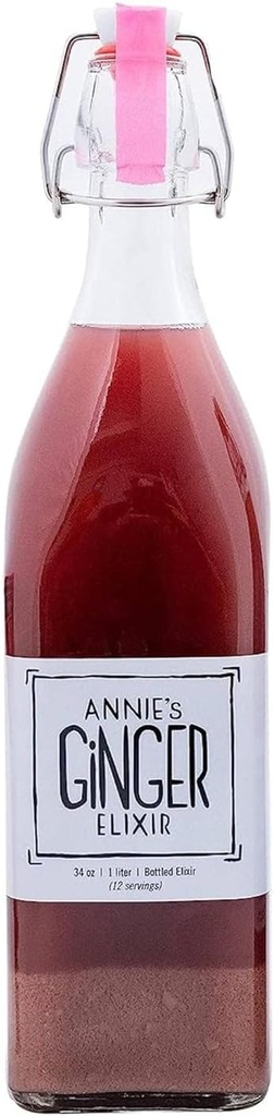 Annie's Ginger Elixir, 34oz 2-Pack, Pure Natural Organic Tonic Ginger Shot, Digestive Cleanse Boosts Immune Defense, Daily Gut Health and Wellness, Non OGM Beverage