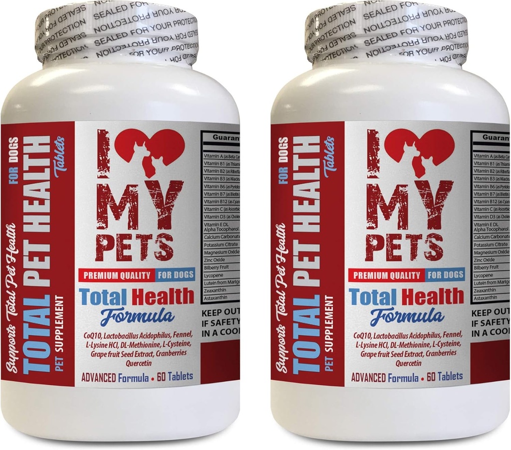Amo il mio PETS LLC Dog Immunity - Dog Total PET Health - Formula Premium - Best Complex - Dog Vitamin a - 2 Bottiglie (120 Treats)