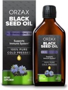 ORZAX Black Seed Oil Liquid (8 fl oz) - Pressato a freddo 100% Pure | Vegan, Gluten Free, Non OGM | 5000mg Black Cumin (Nigella Sativa) Olio con 50 mg Thymoquinone | Ricco in Omega 3-6-9 | Bottiglia di vetro