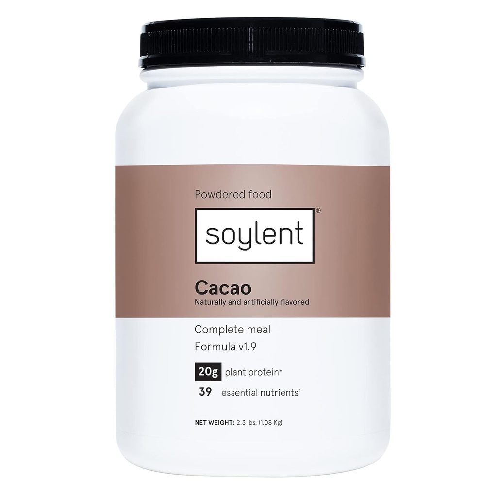 Soylent Nutrition Meal Sostitutivo Protein Powder, Cacao - Proteine Vegane a base vegetale, 39 Nutrienti Essenziali - 36.8oz