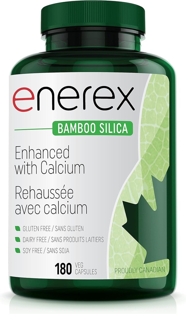 Silica di bambù con citrato di calcio - 180 tappi di verdure per la salute odontoiatrica, aumento dei capelli, crescita della pelle e delle unghie - Supplemento pianta-basato, estratto di bambù e silice organica per il benessere
